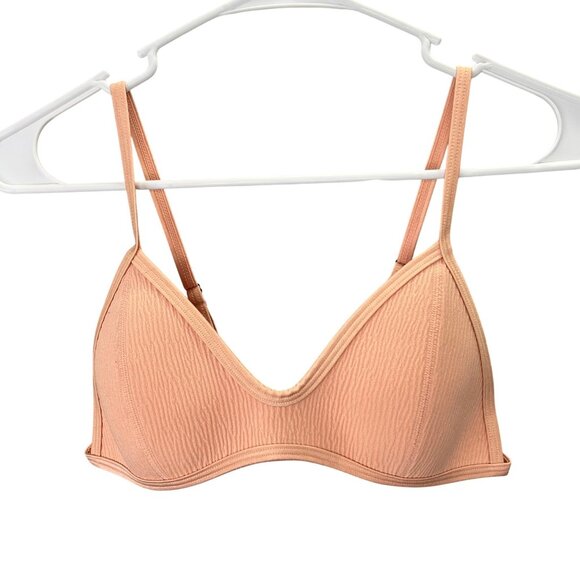 Triangl Other - Triangl Neoprene Bikini Top S Peach Coral Textured Adjustable Strap Hook Back